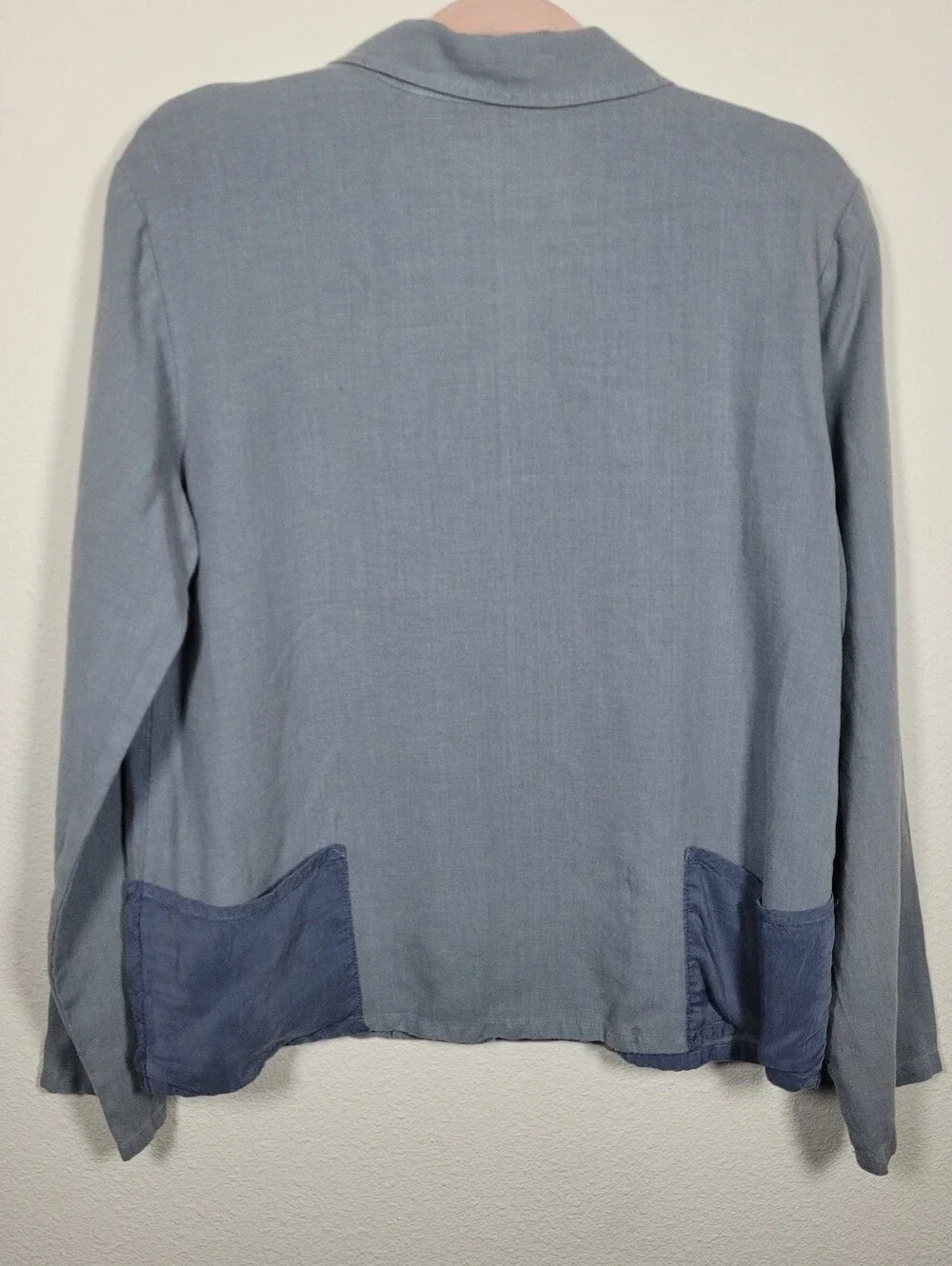 J. Jill 100% Linen 2-Piece Pant Set Blue Button Jacket & Drawstring Pants Small